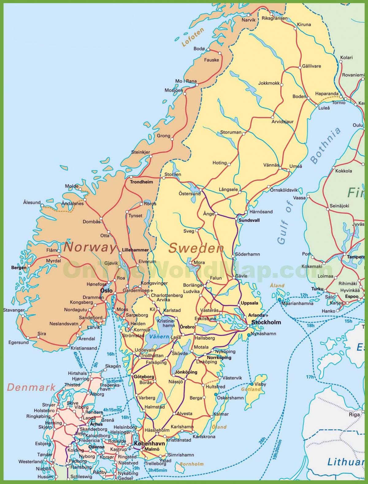 지도 덴마크와 노르웨이